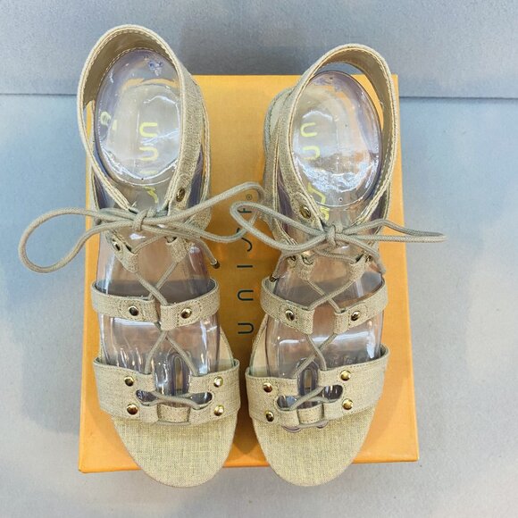 Unisa Gold Fabric Strappy Wedge Sandal SZ 10 Summer/Vacation/Boho Style NWB - Picture 4 of 9